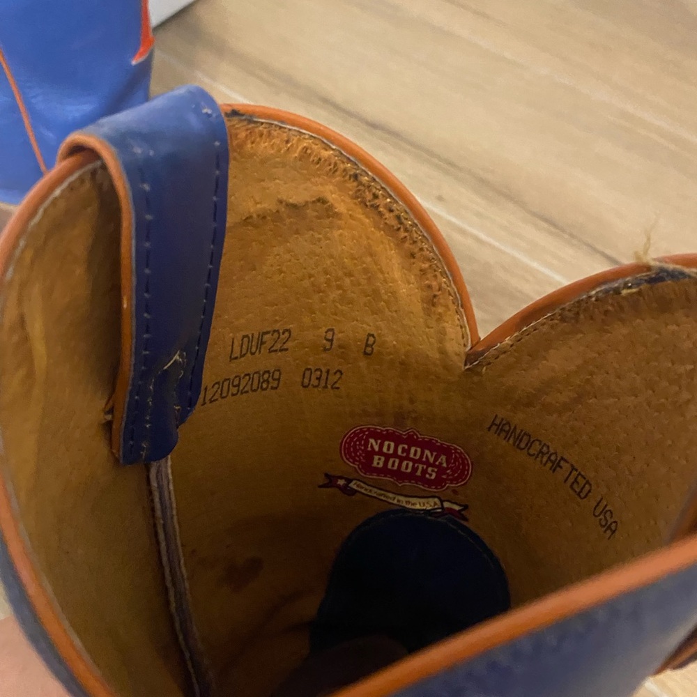 Nocona Blue and Brown Western Boots with Florida Gator Detail - Picture 3 of 4